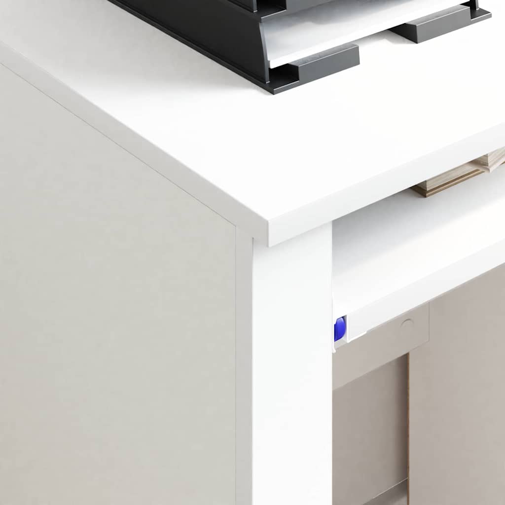 Desk with Wheels White Engineered Wood 91 x 50 x 77 cm