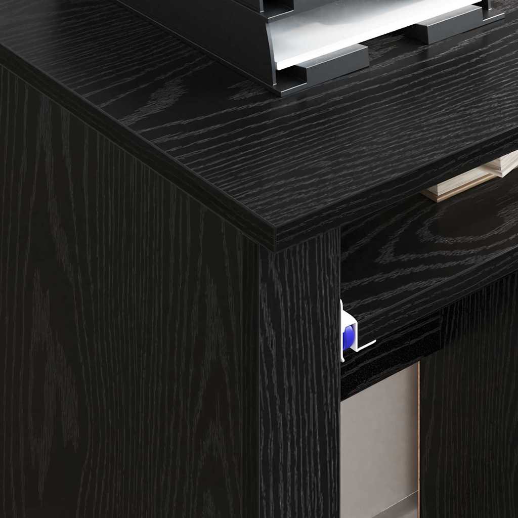Desk with Wheels Black Oak Engineered Wood 91 x 50 x 77 cm