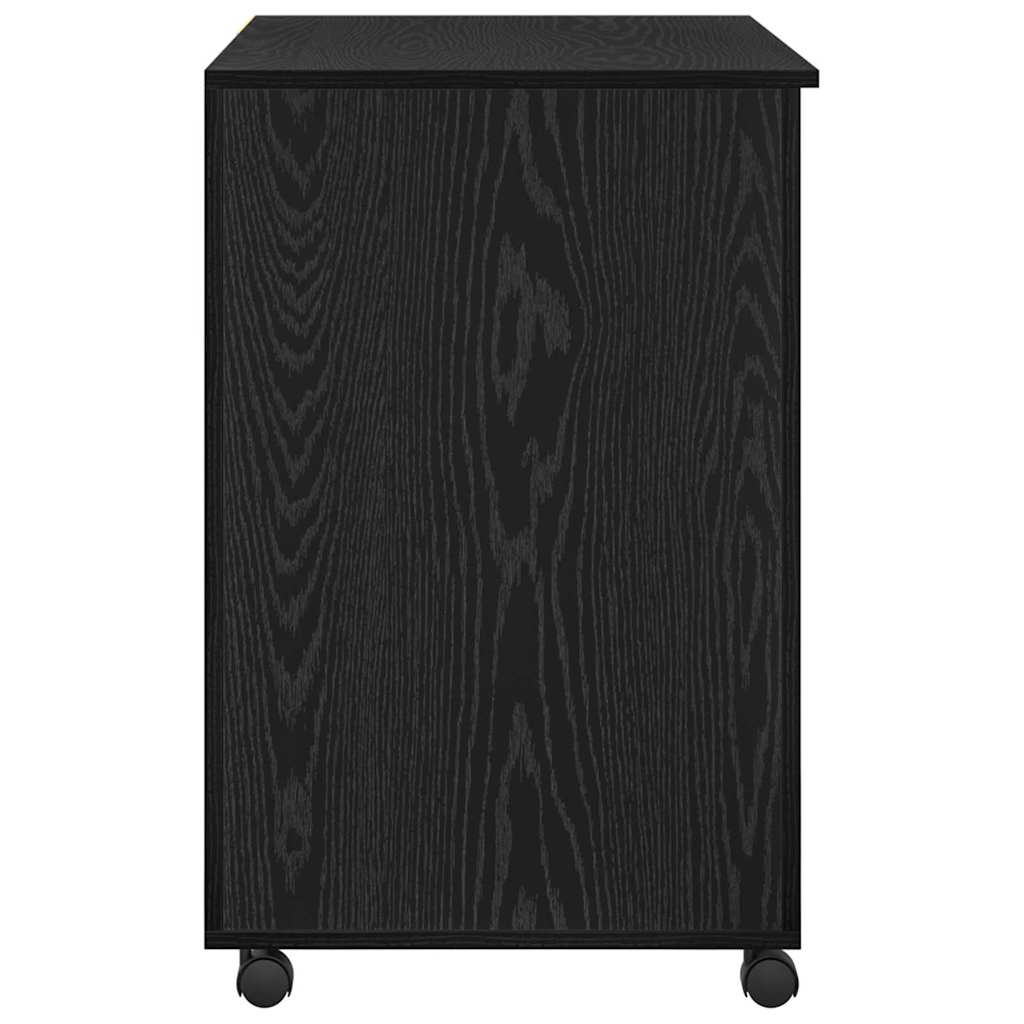 Desk with Wheels Black Oak Engineered Wood 91 x 50 x 77 cm