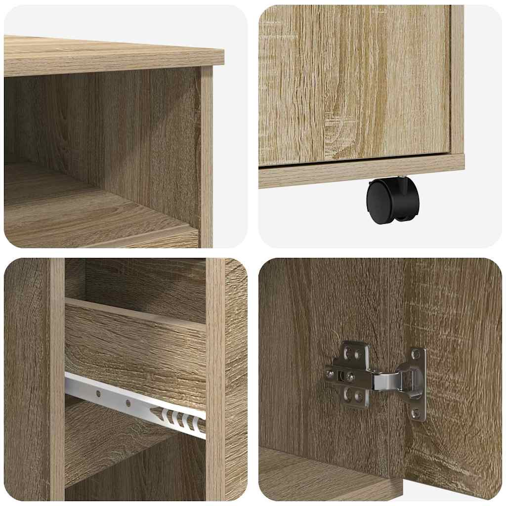 Desk with Wheels Sonoma Oak Engineered Wood 91 x 50 x 77 cm