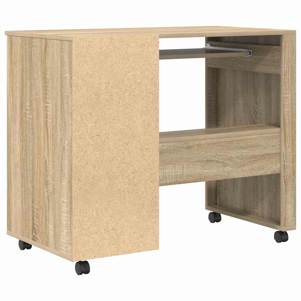 Desk with Wheels Sonoma Oak Engineered Wood 91 x 50 x 77 cm