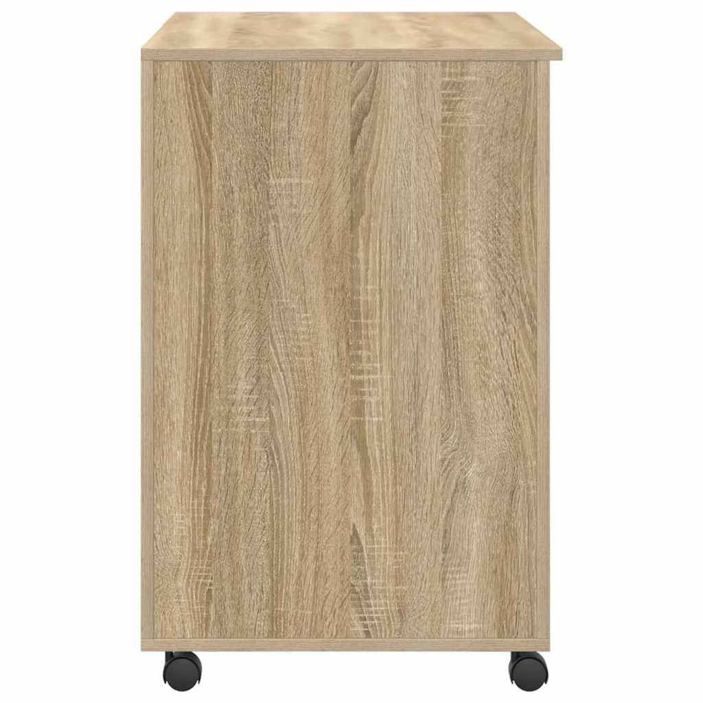 Desk with Wheels Sonoma Oak Engineered Wood 91 x 50 x 77 cm
