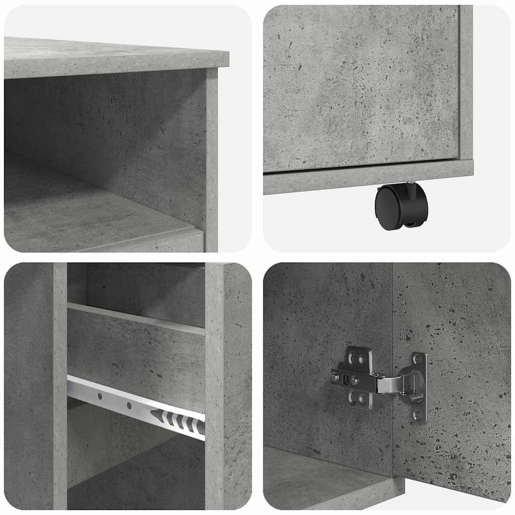 Desk with Wheels Concrete Grey Engineered Wood 91 x 50 x 77 cm