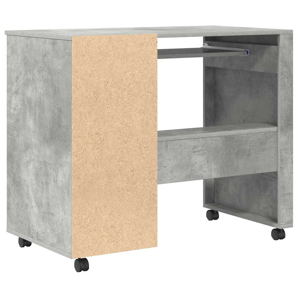 Desk with Wheels Concrete Grey Engineered Wood 91 x 50 x 77 cm