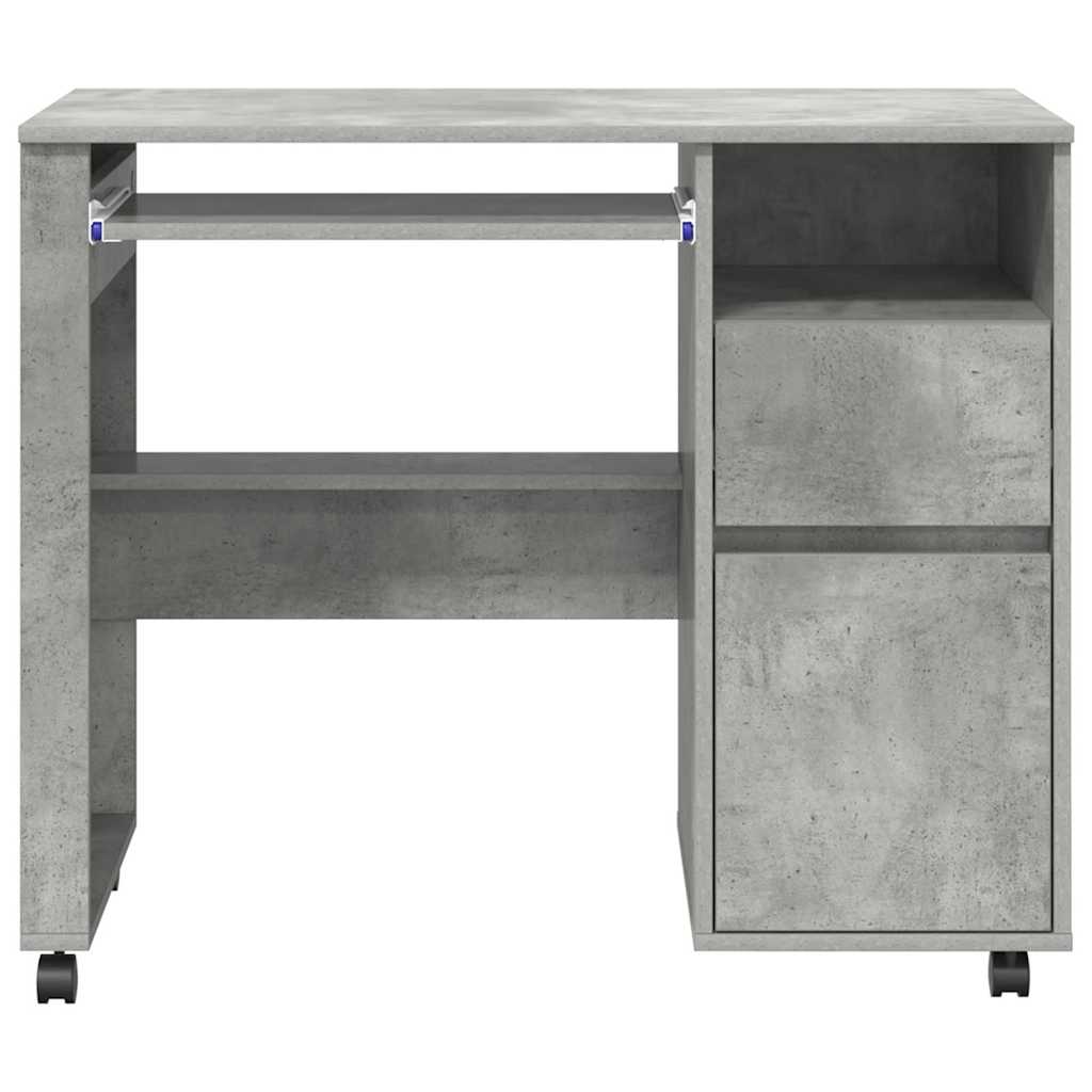 Desk with Wheels Concrete Grey Engineered Wood 91 x 50 x 77 cm