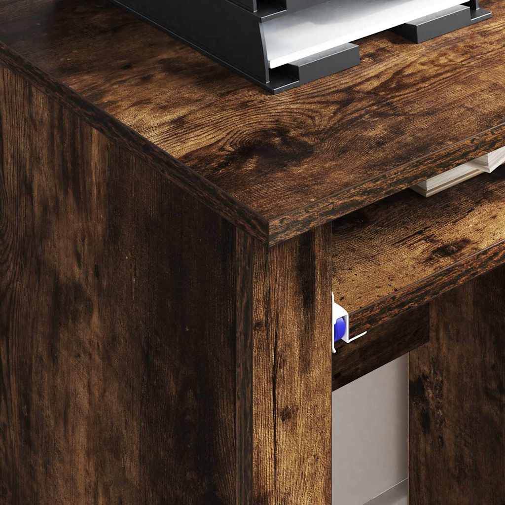 Desk with Wheels Smoked Oak Engineered Wood 91 x 50 x 77 cm