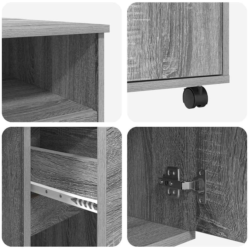 Desk with Wheels Grey Sonoma Engineered Wood 91 x 50 x 77 cm