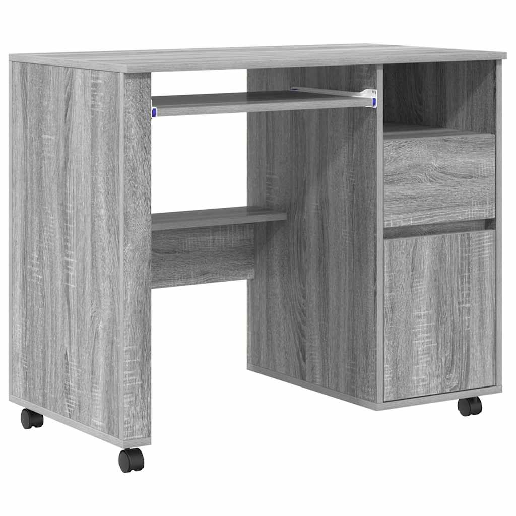 Desk with Wheels Grey Sonoma Engineered Wood 91 x 50 x 77 cm