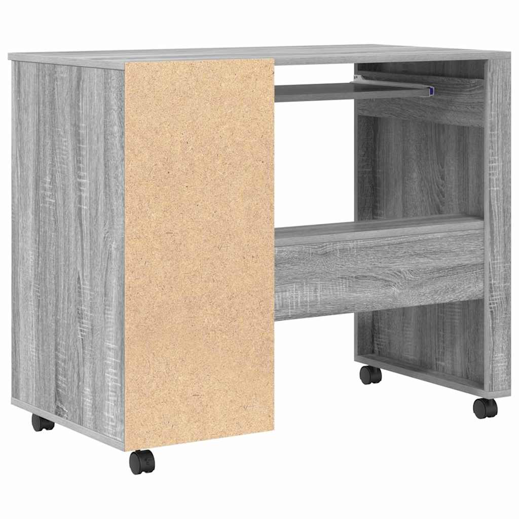 Desk with Wheels Grey Sonoma Engineered Wood 91 x 50 x 77 cm