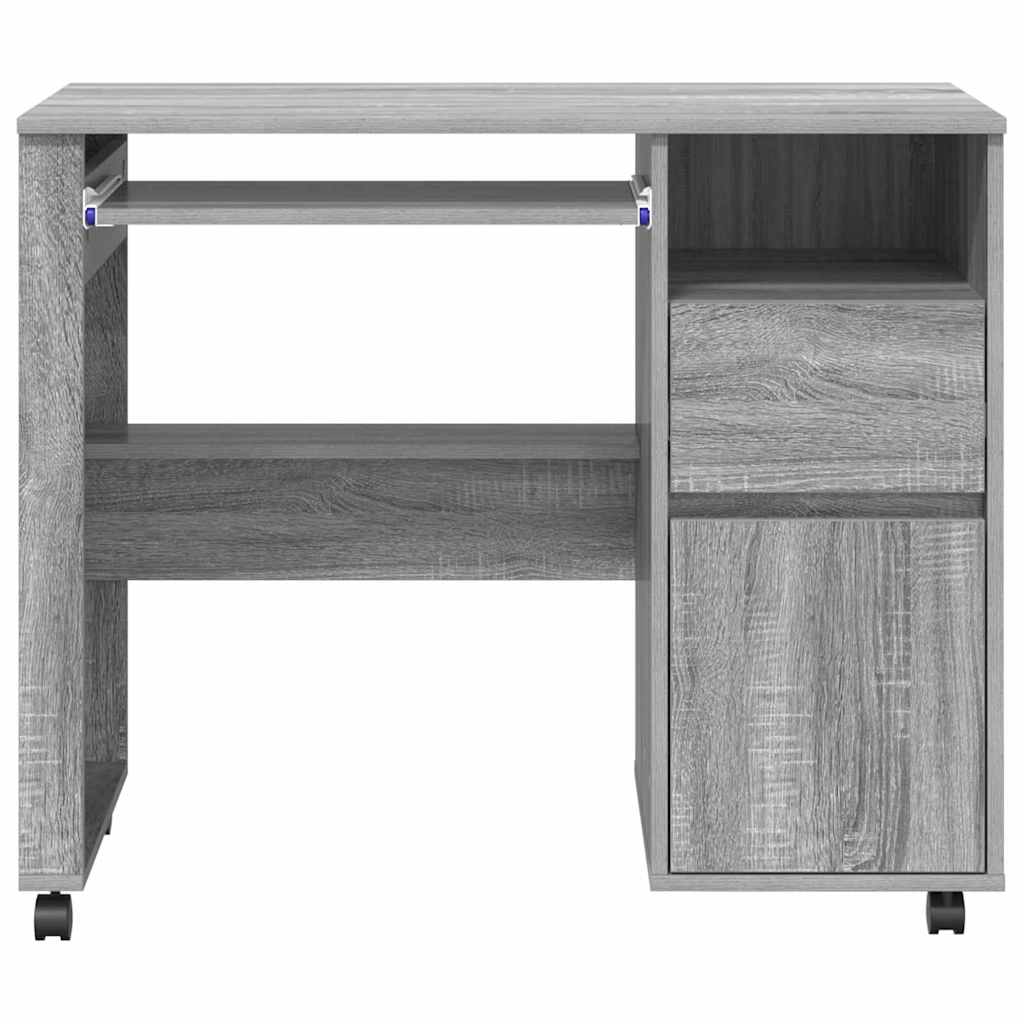 Desk with Wheels Grey Sonoma Engineered Wood 91 x 50 x 77 cm