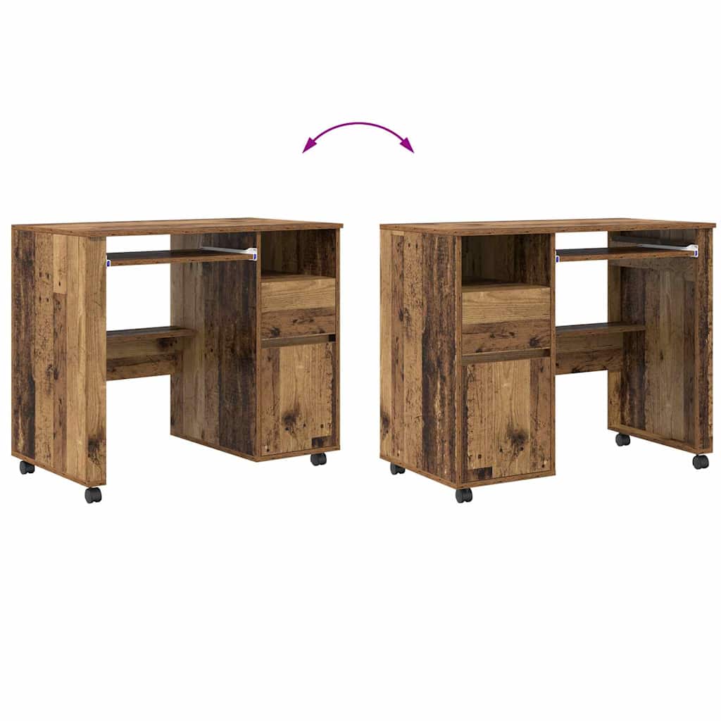 Desk with Wheels Old Wood 91 x 50 x 77 cm Engineered Wood