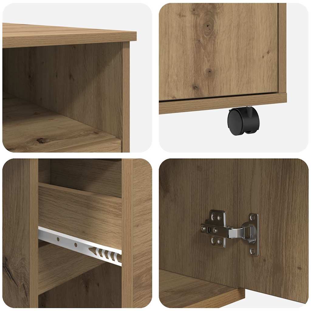 Desk with Wheels Artisan Oak Engineered Wood 91 x 50 x 77 cm
