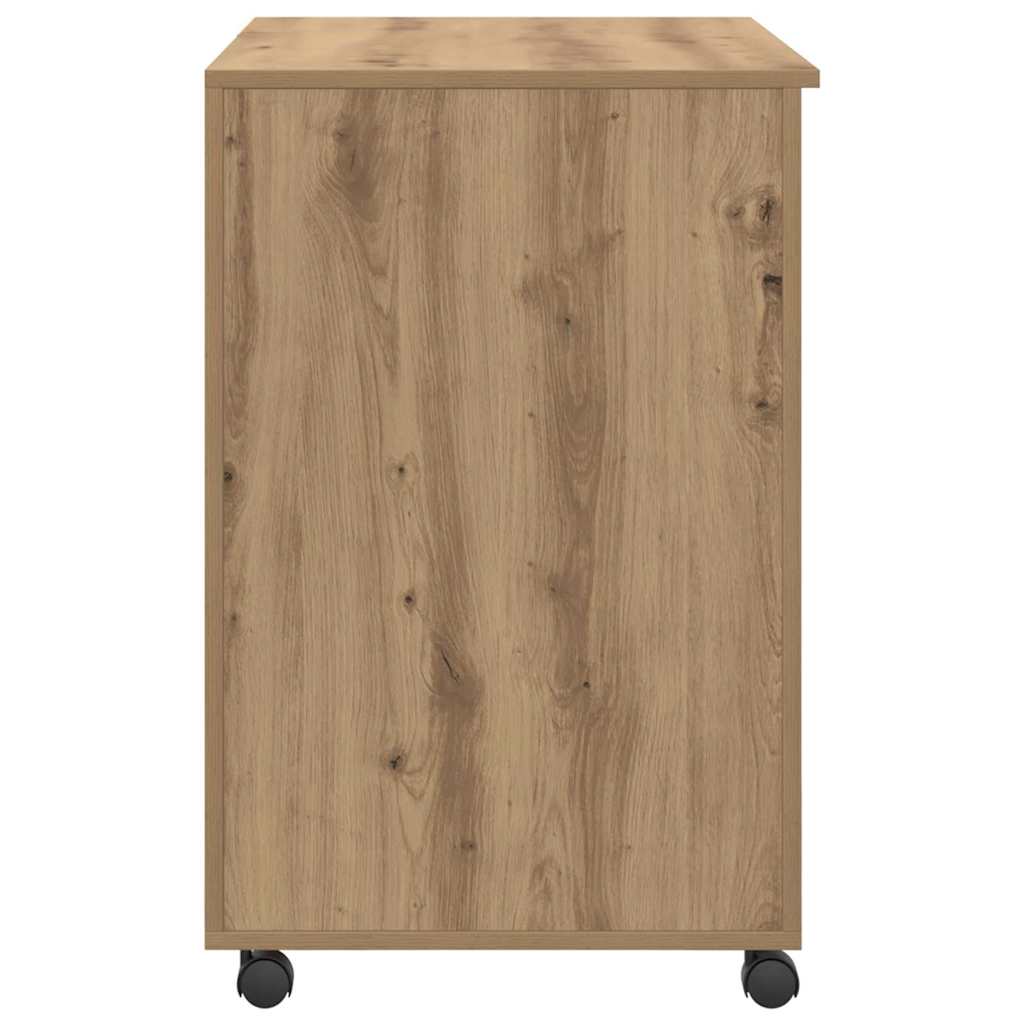 Desk with Wheels Artisan Oak Engineered Wood 91 x 50 x 77 cm