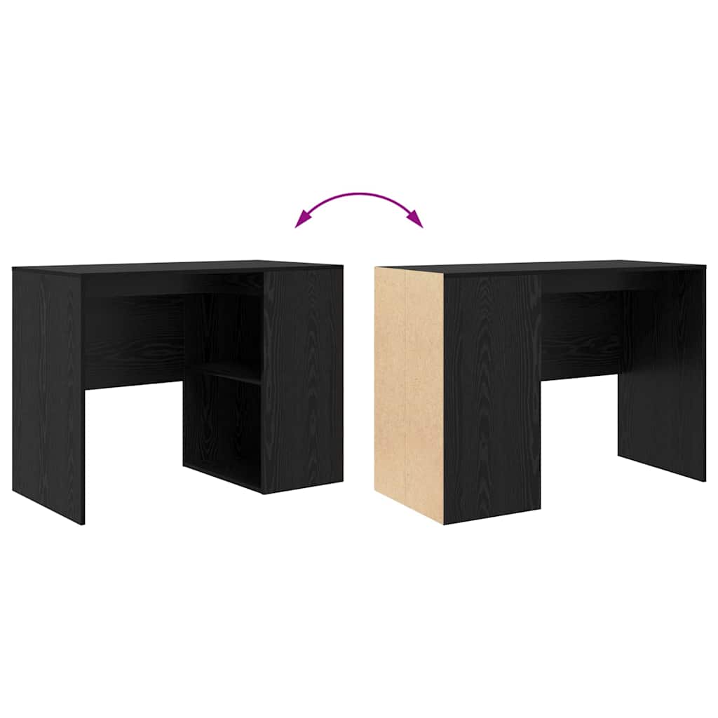 Desk with Shelf Black Oak 102 x 50 x 75 cm Engineered Wood