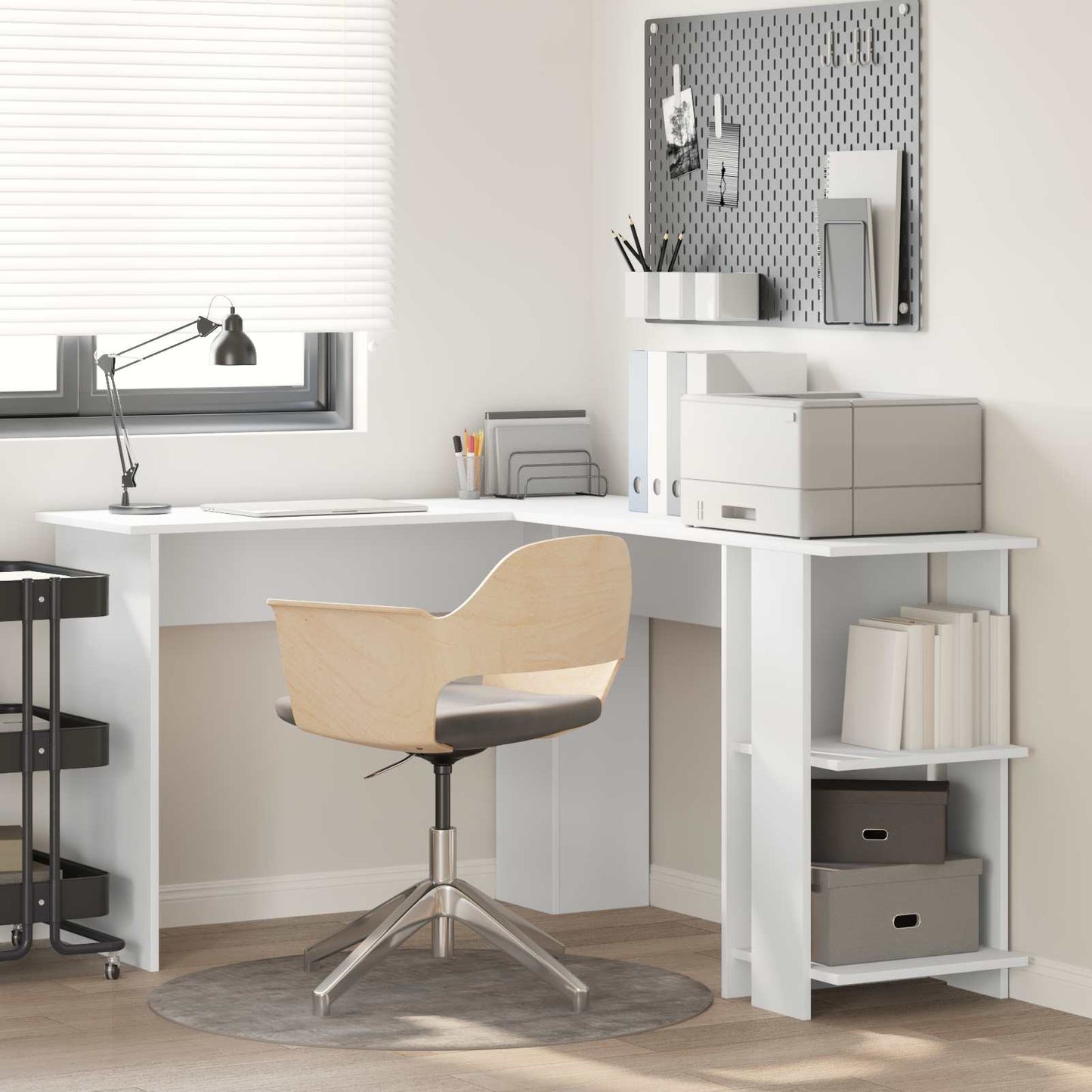 Corner Desk White Engineered Wood 140 x 113.5 x 75 cm
