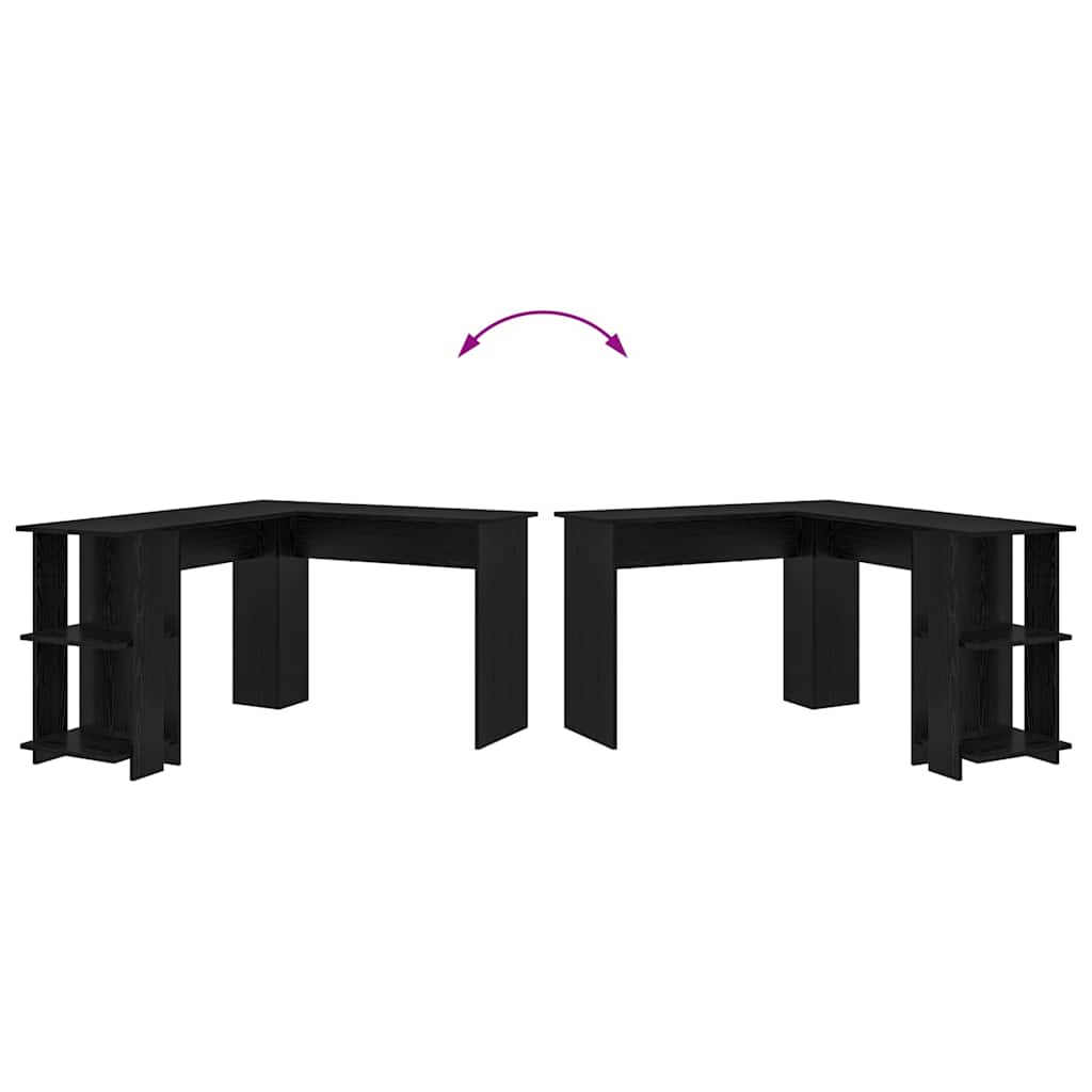 Corner Desk Black Oak 140 x 113.5 x 75 cm Engineered Wood