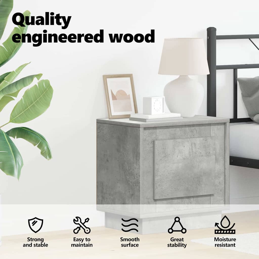 Bedside Cabinet Concrete Grey 44 x 34.5 x 45 cm Engineered Wood
