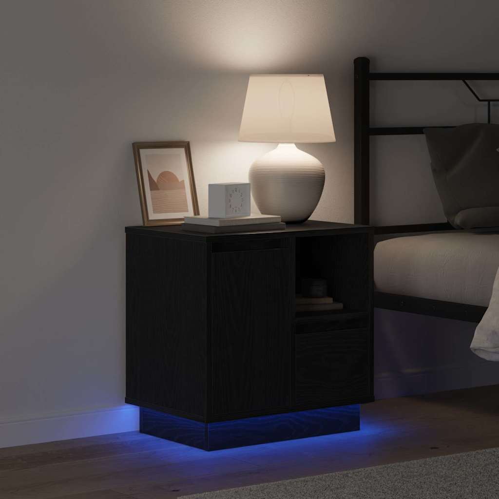 Bedside Cabinet Black Oak 50 x 34.5 x 50 cm Engineered wood