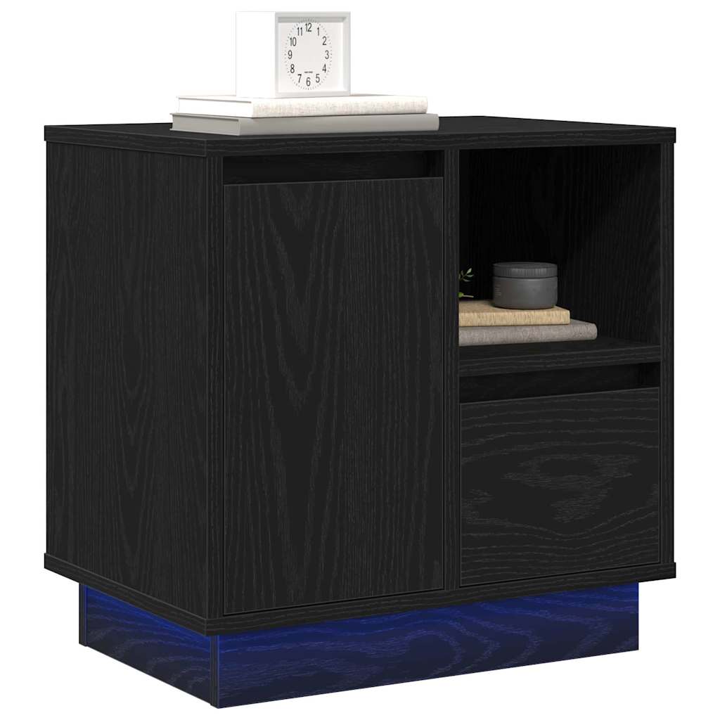 Bedside Cabinet Black Oak 50 x 34.5 x 50 cm Engineered wood