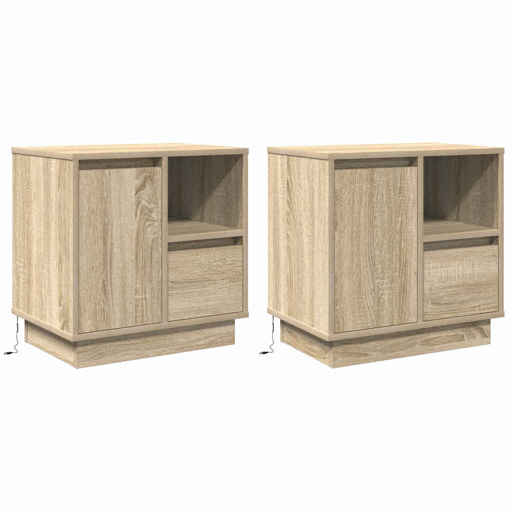 Bedside Cabinet with Drawer 2 pcs Sonoma Oak 50 x 34.5 x 50 cm