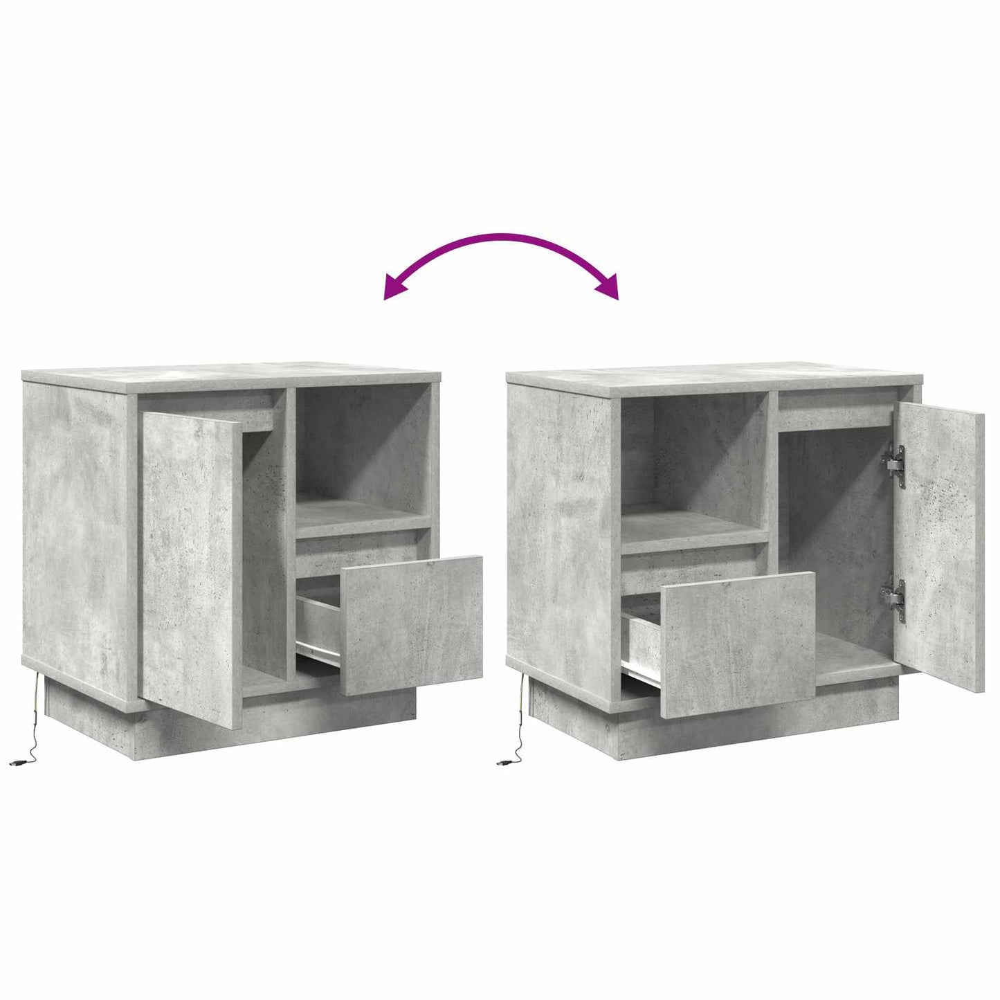 Bedside Cabinet Concrete Grey 50 x 34.5 x 50 cm Engineered wood
