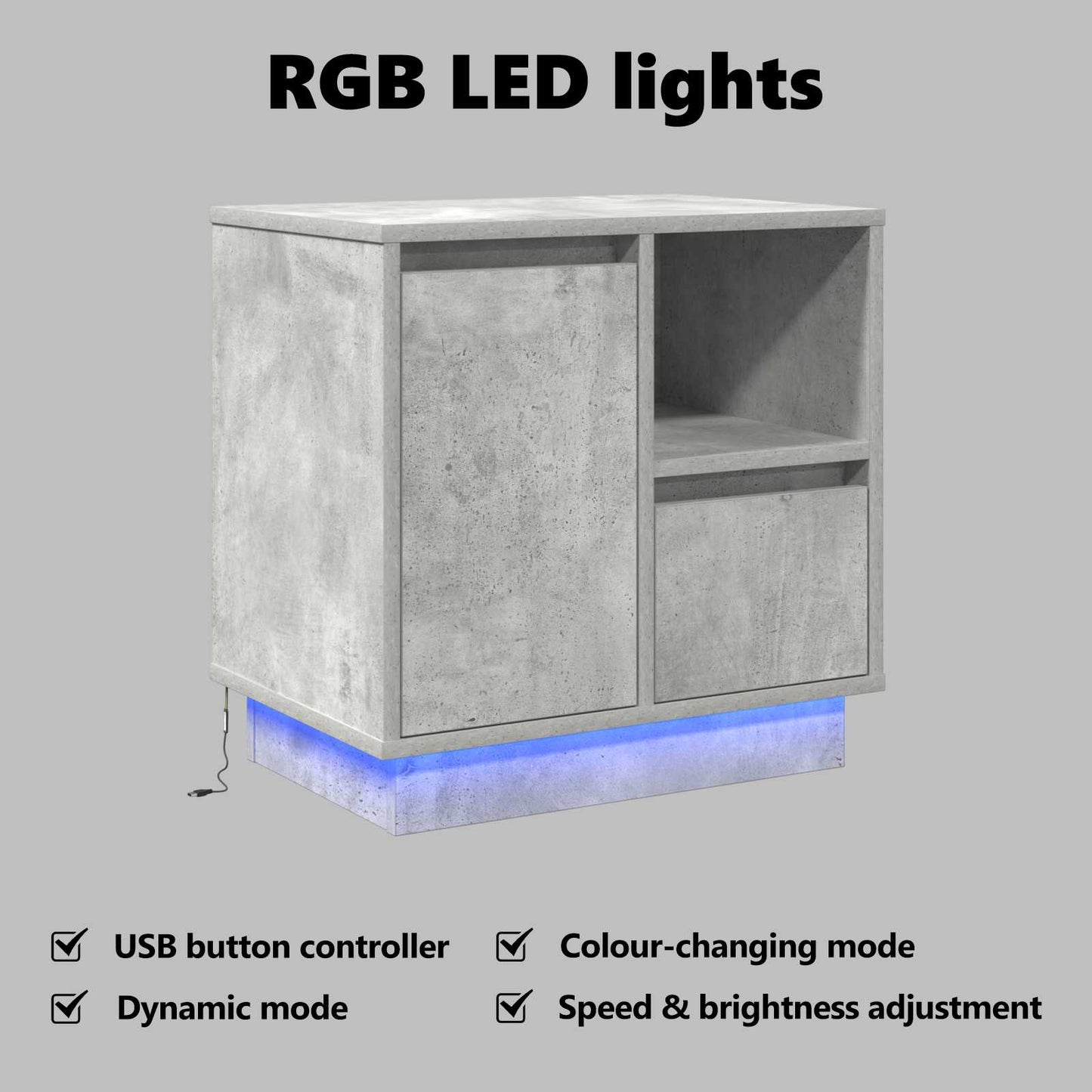 Bedside Cabinet 2 pcs Concrete Grey 50 x 34.5 x 50 cm