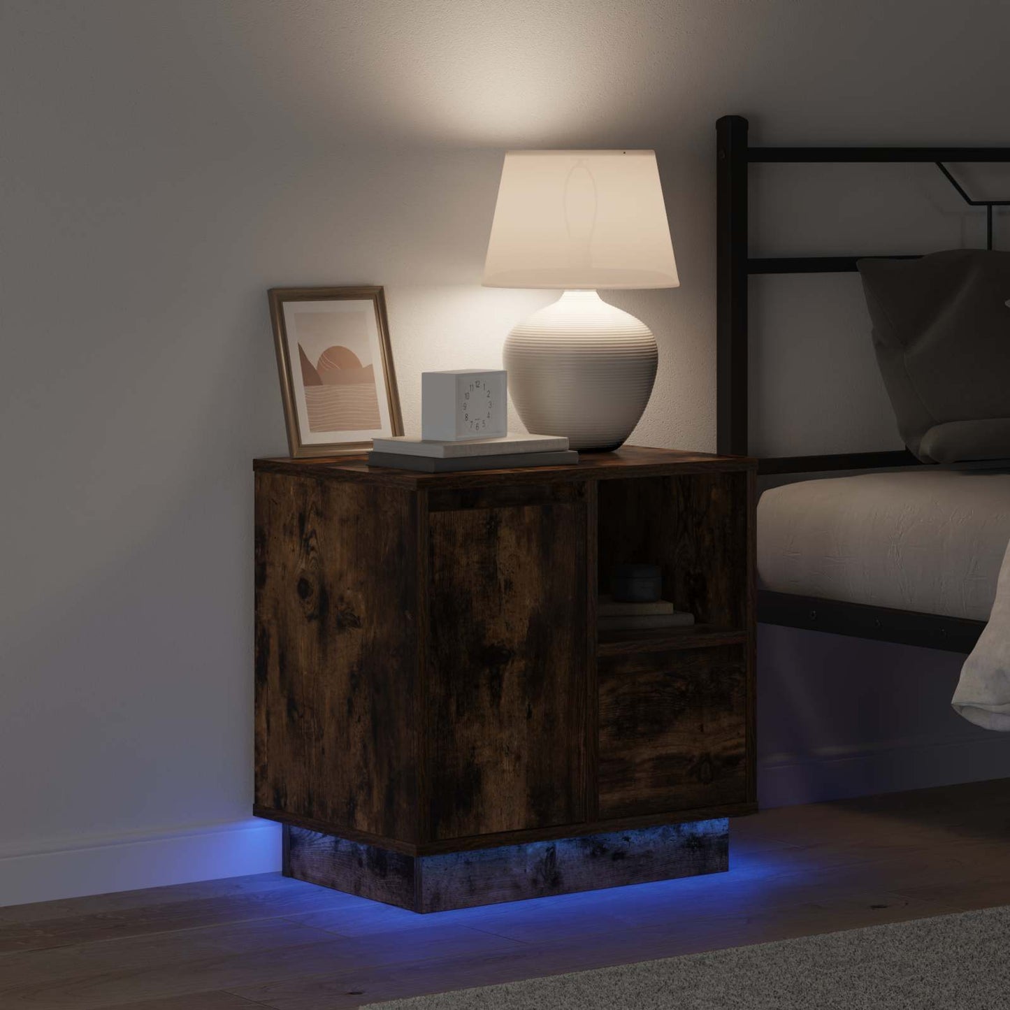 Bedside Cabinet Smoked Oak 50 x 34.5 x 50 cm Engineered wood
