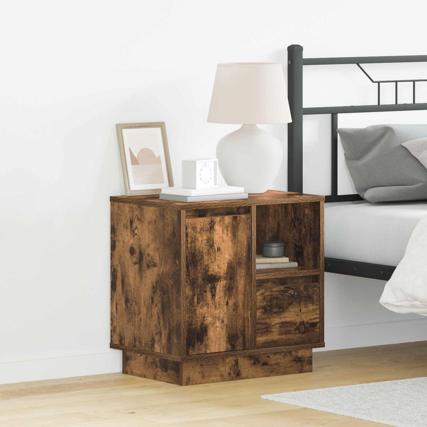 Bedside Cabinet Smoked Oak 50 x 34.5 x 50 cm Engineered wood