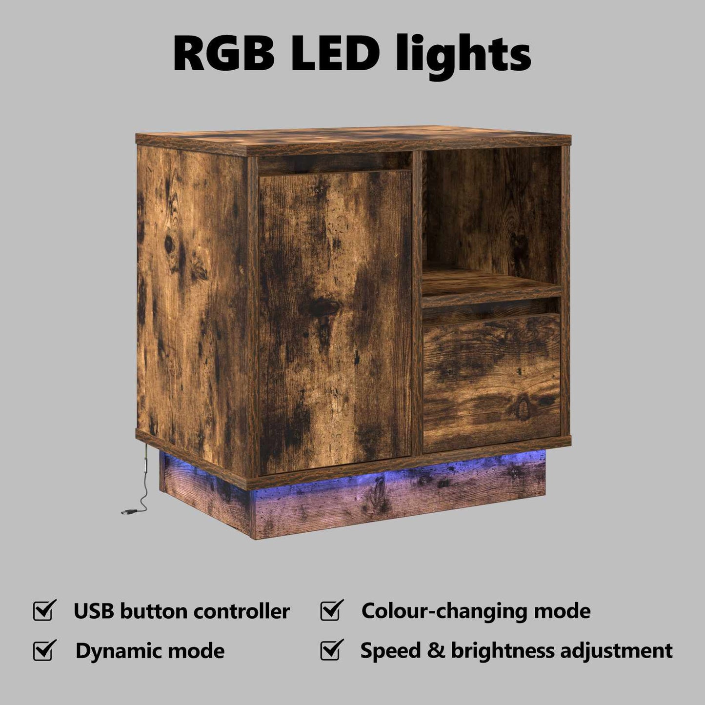 Bedside Cabinet Smoked Oak 50 x 34.5 x 50 cm Engineered wood