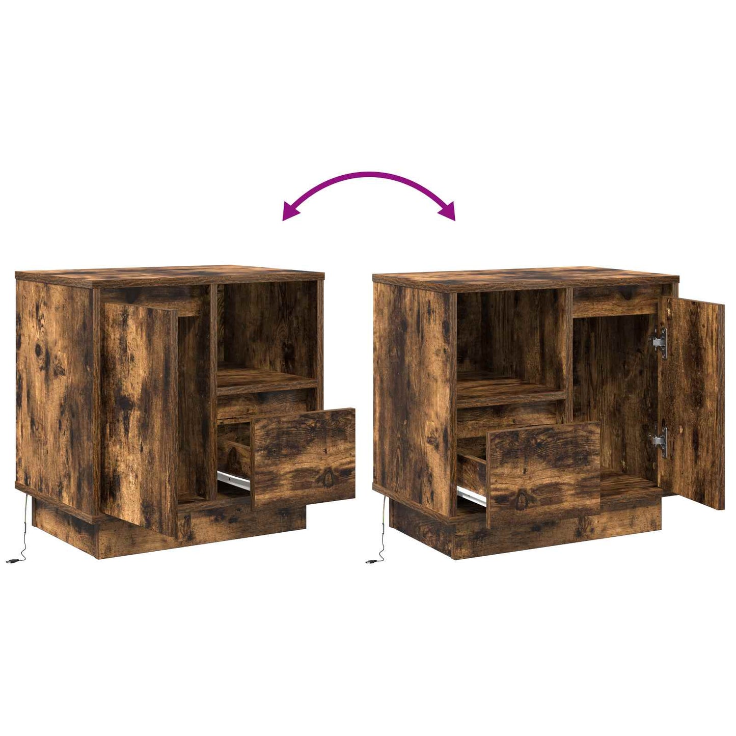 Bedside Cabinet Smoked Oak 50 x 34.5 x 50 cm Engineered wood