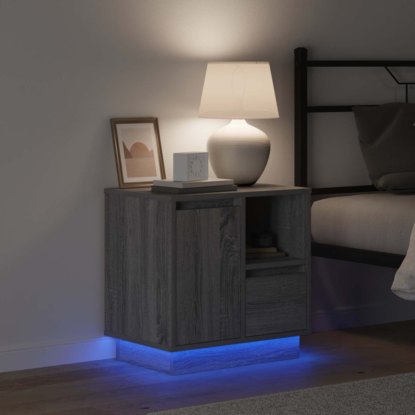 Bedside Cabinet Grey 50 x 34.5 x 50 cm Engineered wood