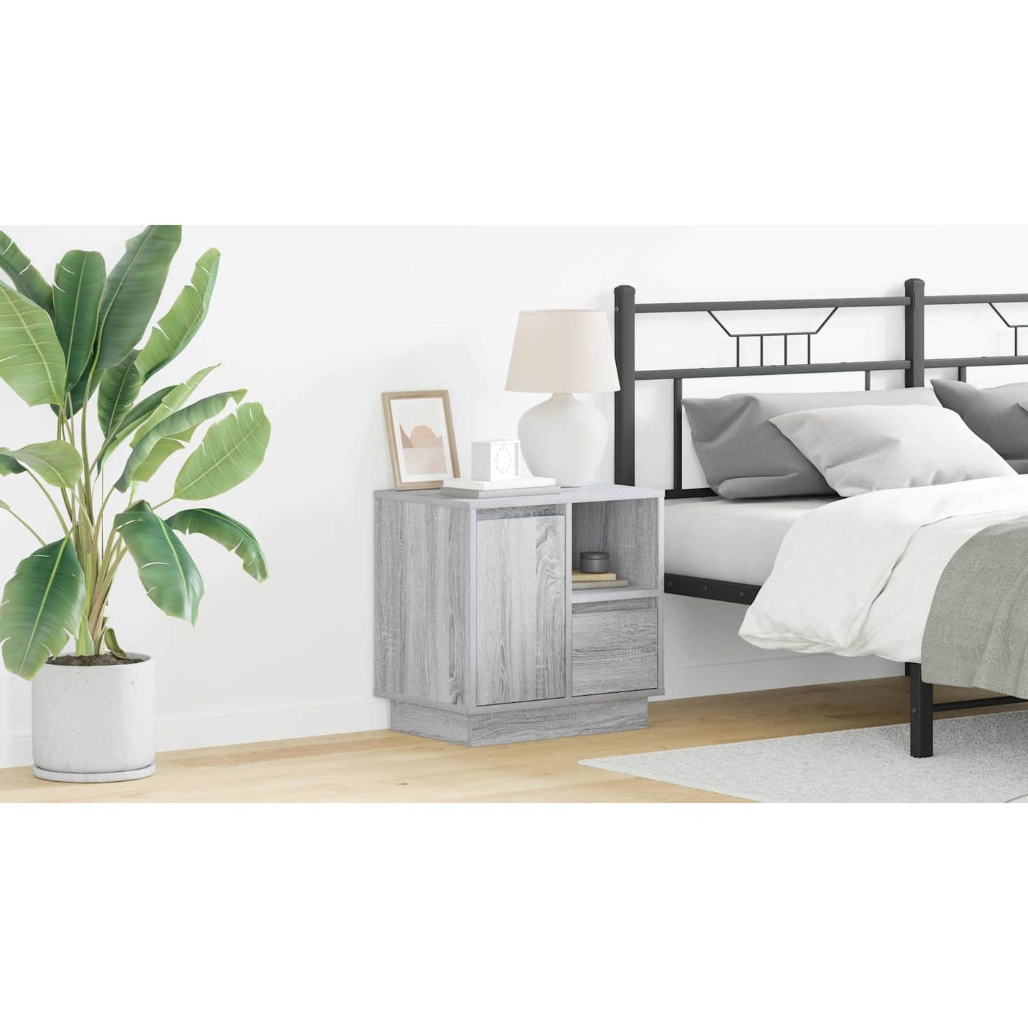Bedside Cabinet 2 pcs Grey 50 x 34.5 x 50 cm Engineered wood