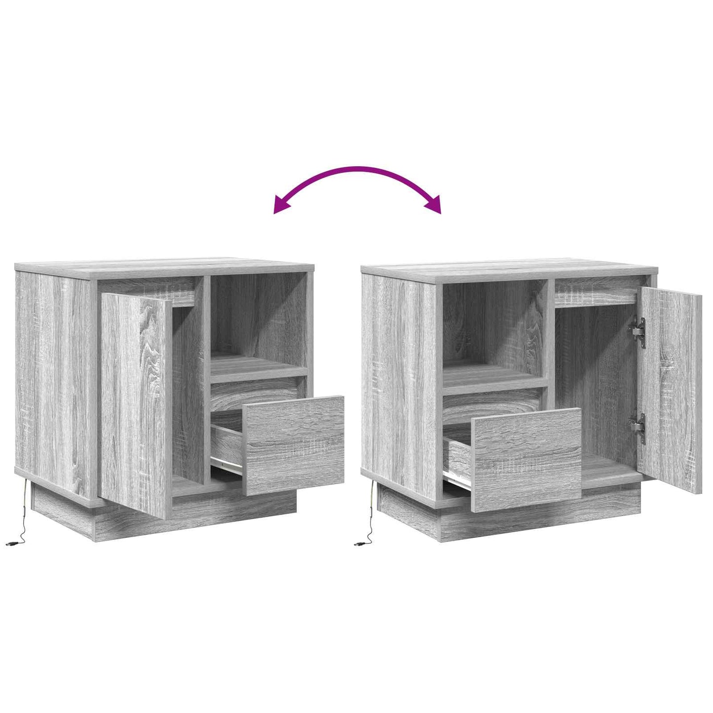 Bedside Cabinet 2 pcs Grey 50 x 34.5 x 50 cm Engineered wood