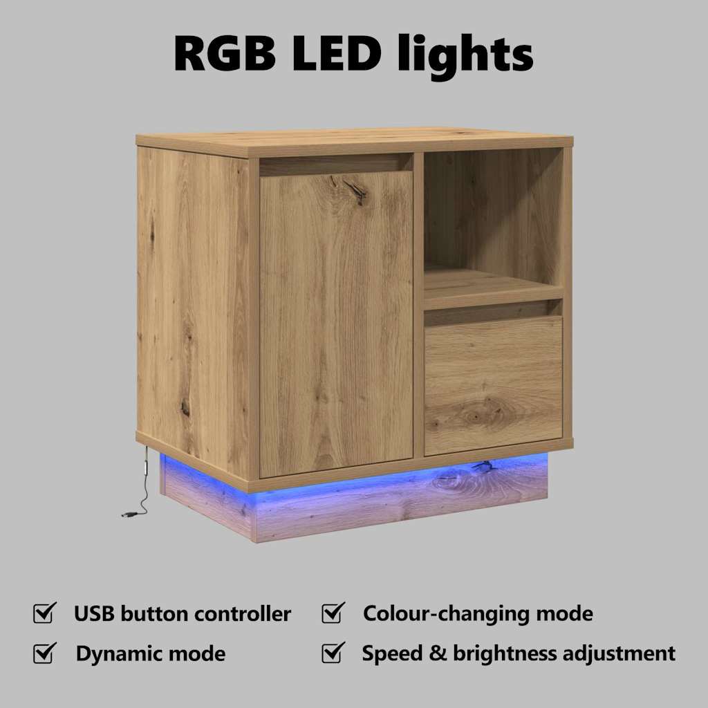 Bedside Cabinet Artisan Oak 50 x 34.5 x 50 cm Engineered wood