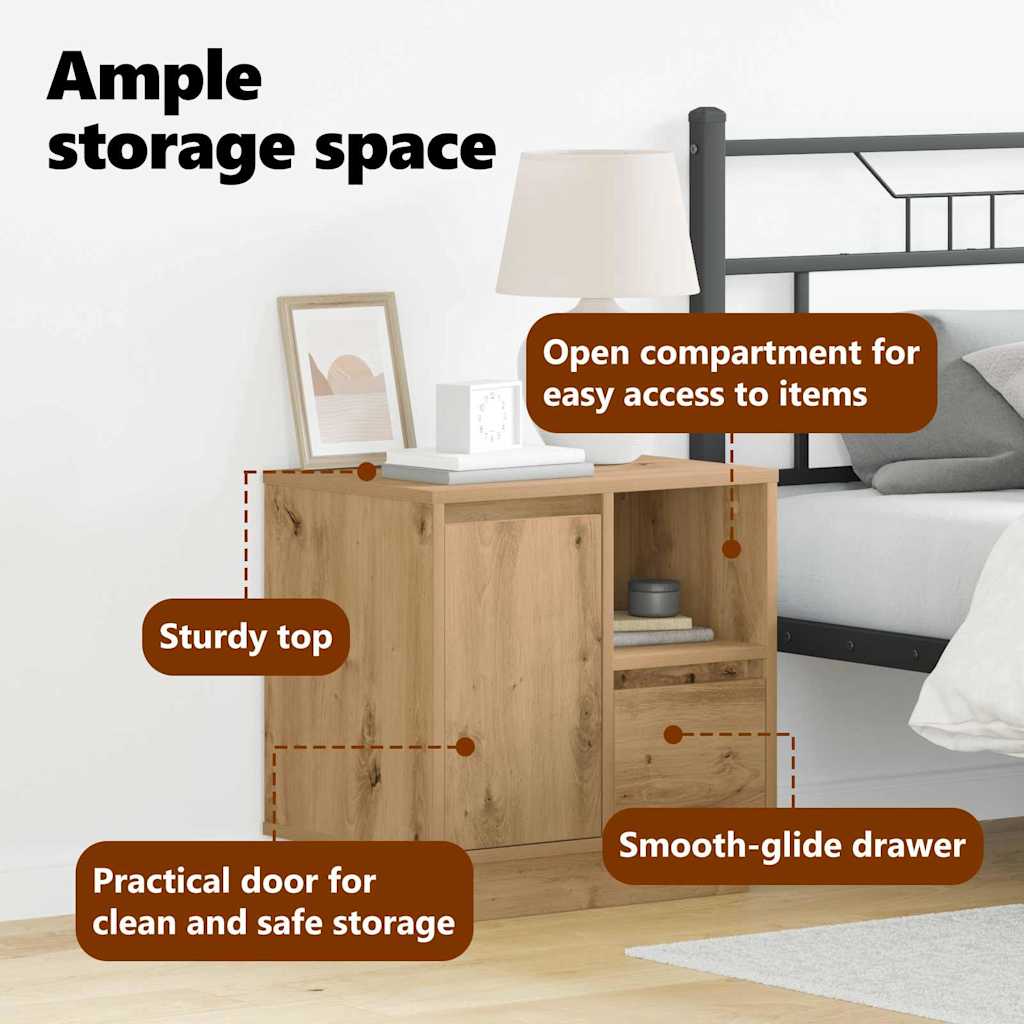 Bedside Cabinet Artisan Oak 50 x 34.5 x 50 cm Engineered wood