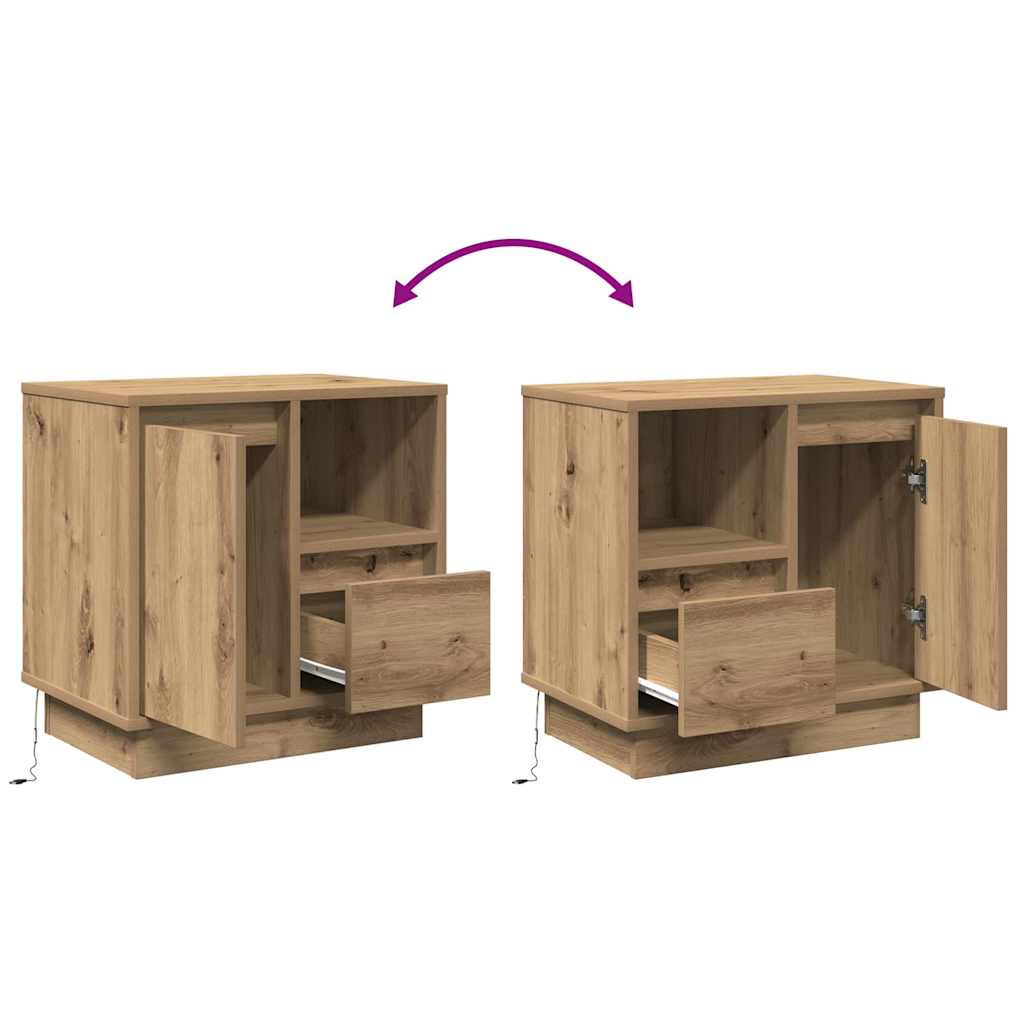 Bedside Cabinet with Drawer 2 pcs Artisan Oak 50 x 34.5 x 50 cm
