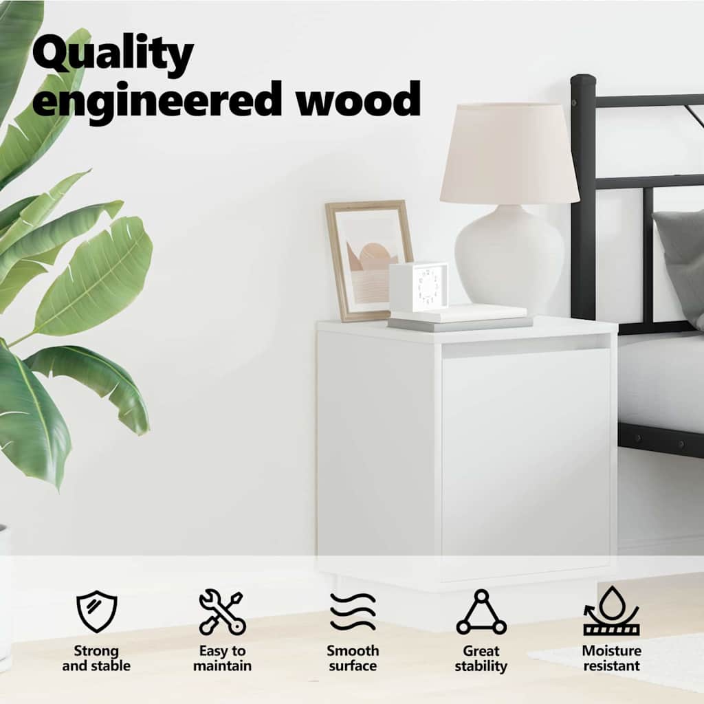 Bedside Cabinet White 39 x 34.5 x 50 cm Engineered wood