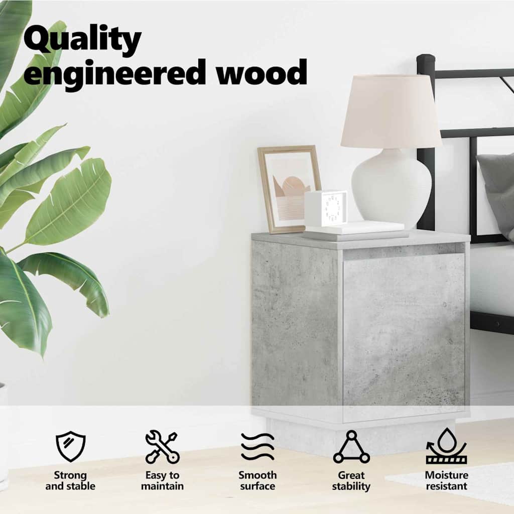 Bedside Cabinet Concrete Grey 39 x 34.5 x 50 cm Engineered wood