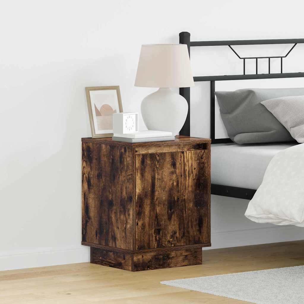 Bedside Cabinet with 2 pcs Smoked Oak 39 x 34.5 x 50 cm