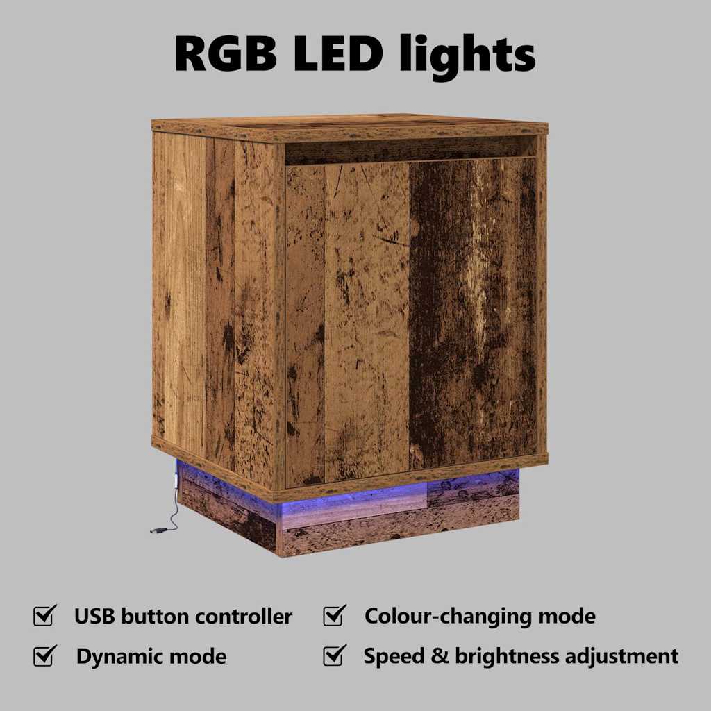 Bedside Cabinet Old Wood 39 x 34.5 x 50 cm Engineered wood