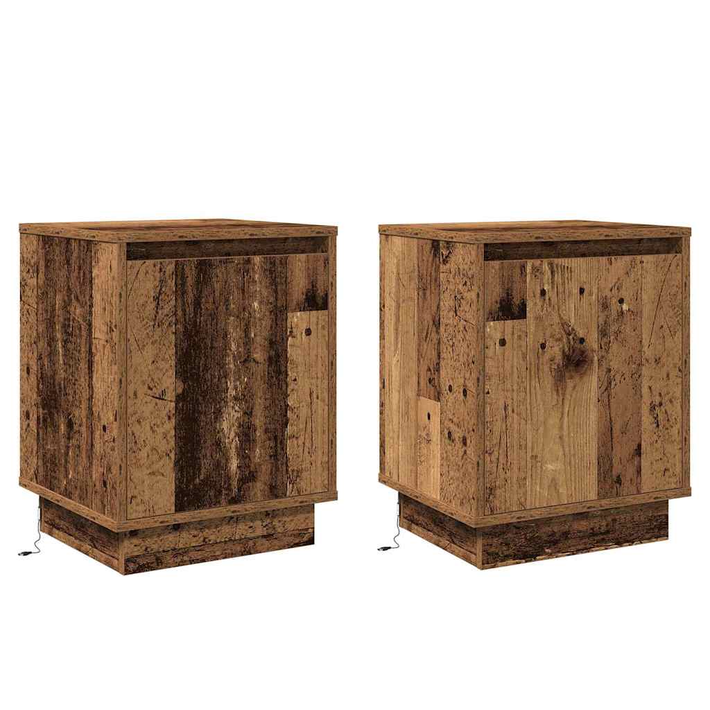 Bedside Cabinet 2 pcs Old Wood 39 x 34.5 x 50 cm