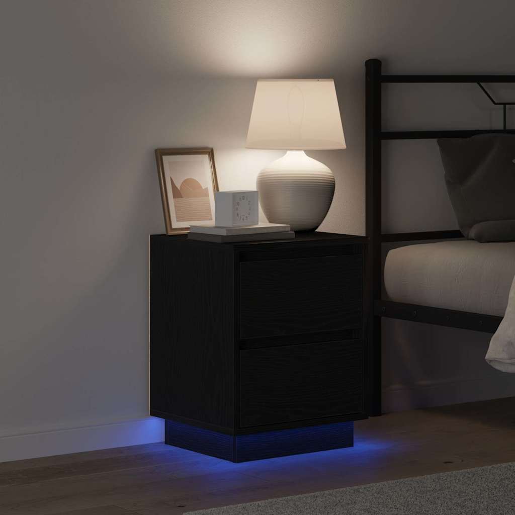 Bedside Cabinet Black Oak 39 x 34.5 x 50 cm Engineered wood