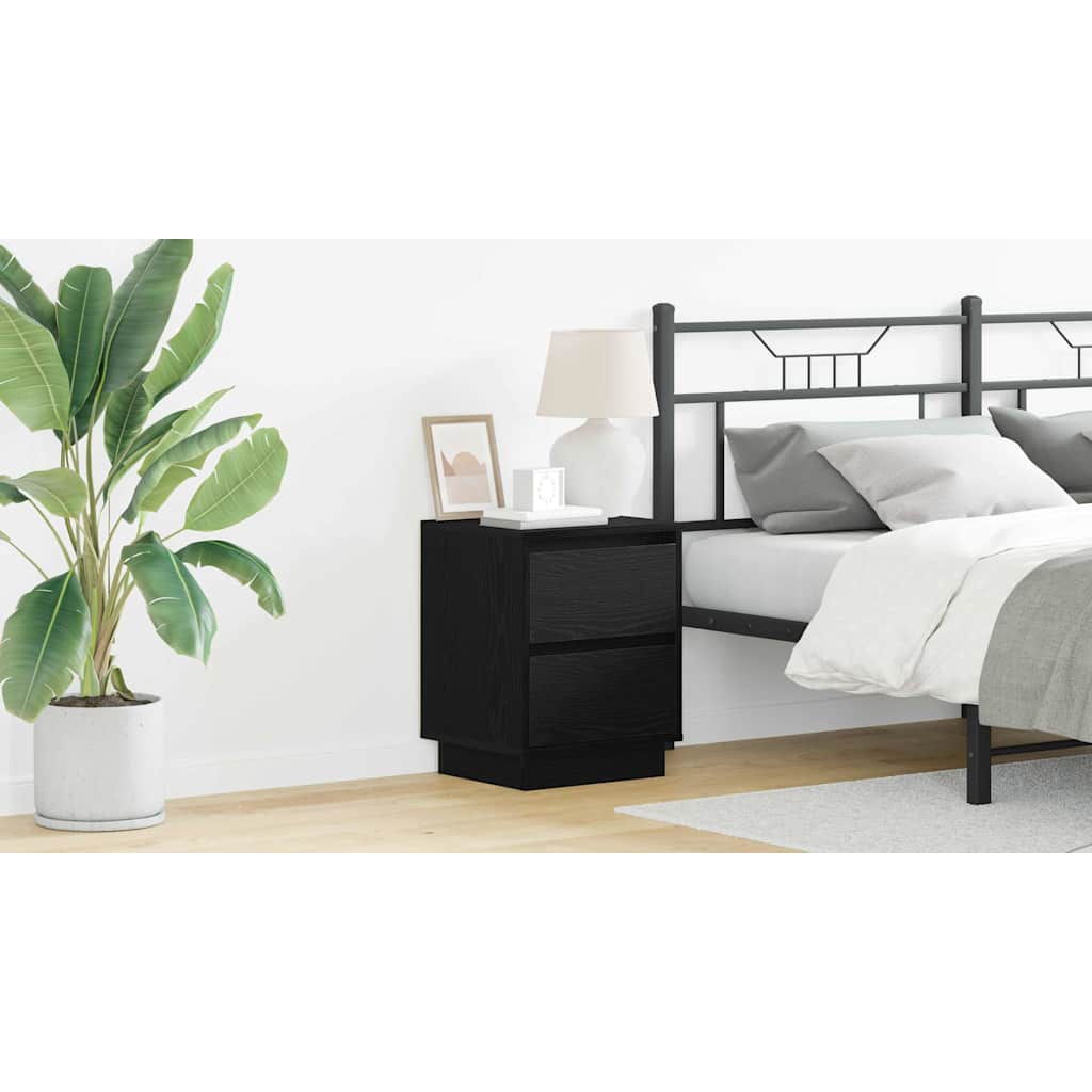 Bedside Cabinet Black Oak 39 x 34.5 x 50 cm Engineered wood