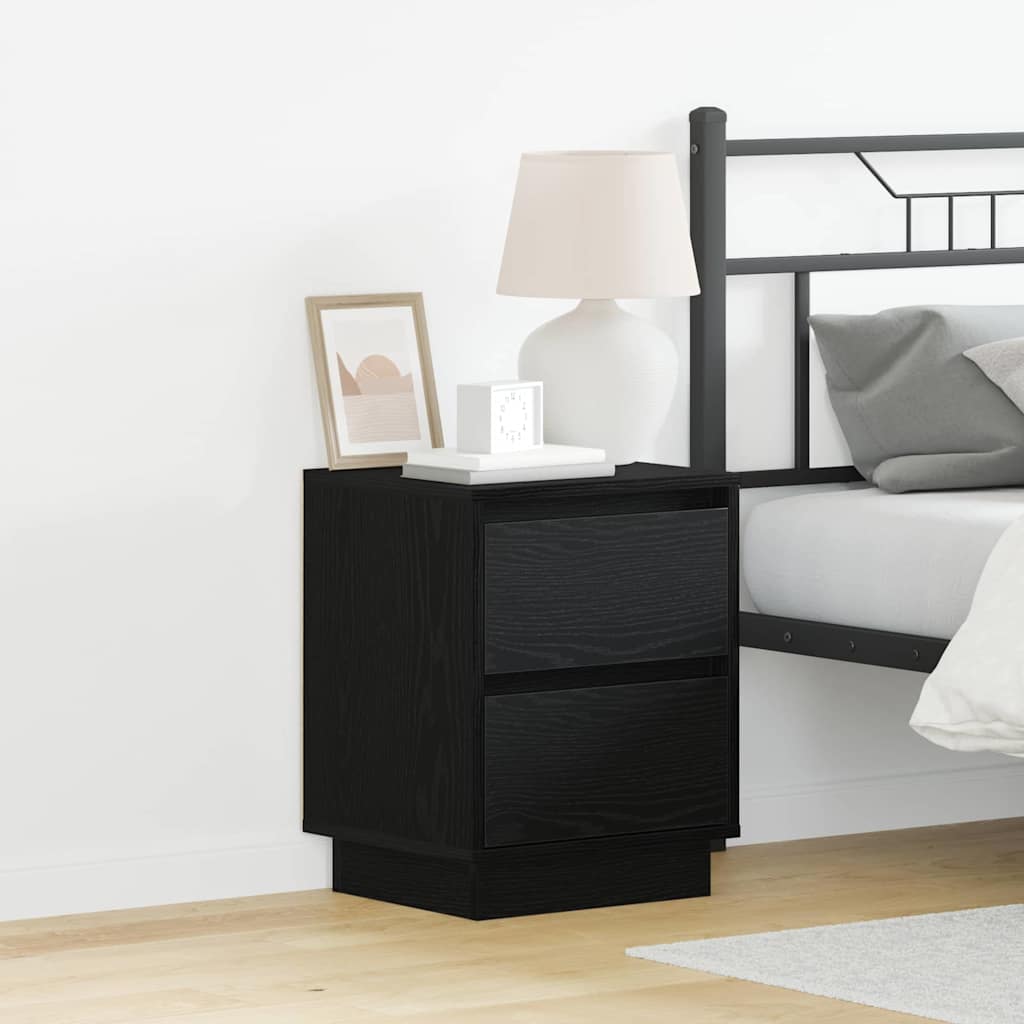 Bedside Cabinet with Drawer 2 pcs Black Oak 39 x 34.5 x 50 cm