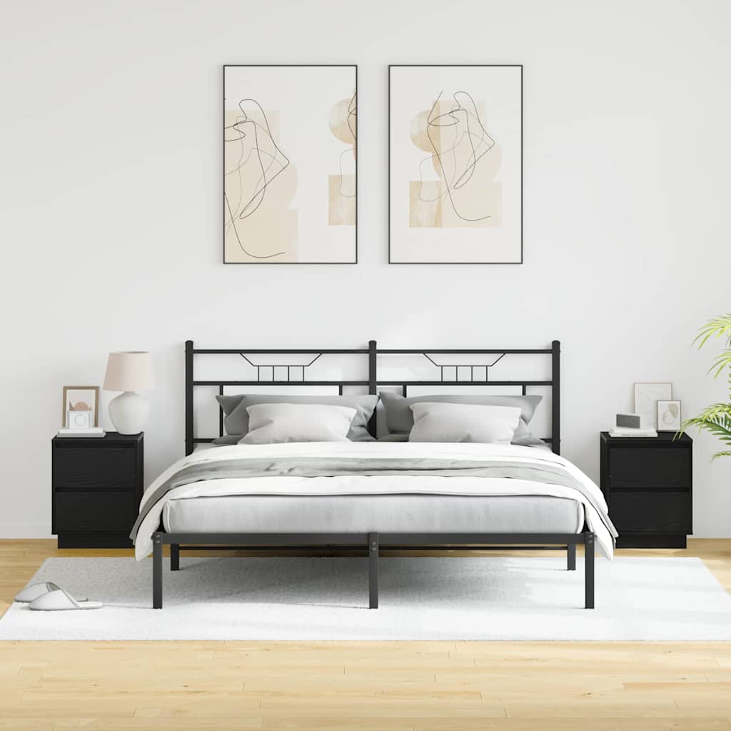 Bedside Cabinet with Drawer 2 pcs Black Oak 39 x 34.5 x 50 cm