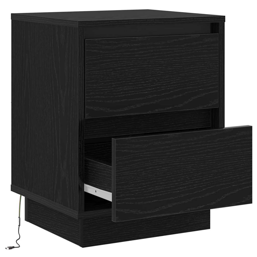 Bedside Cabinet with Drawer 2 pcs Black Oak 39 x 34.5 x 50 cm