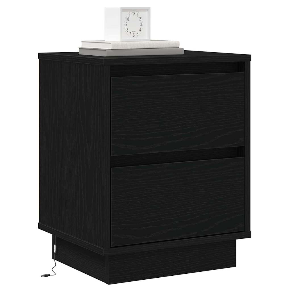 Bedside Cabinet with Drawer 2 pcs Black Oak 39 x 34.5 x 50 cm