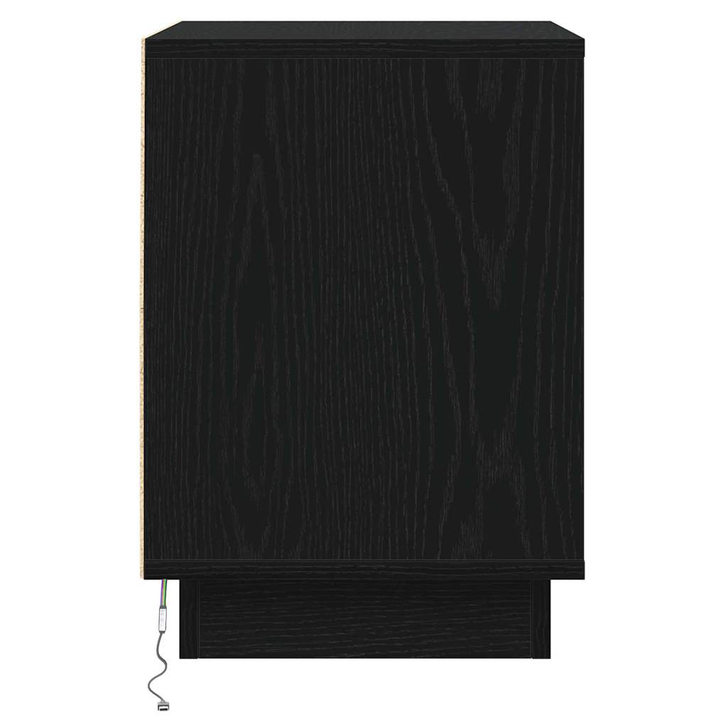 Bedside Cabinet with Drawer 2 pcs Black Oak 39 x 34.5 x 50 cm
