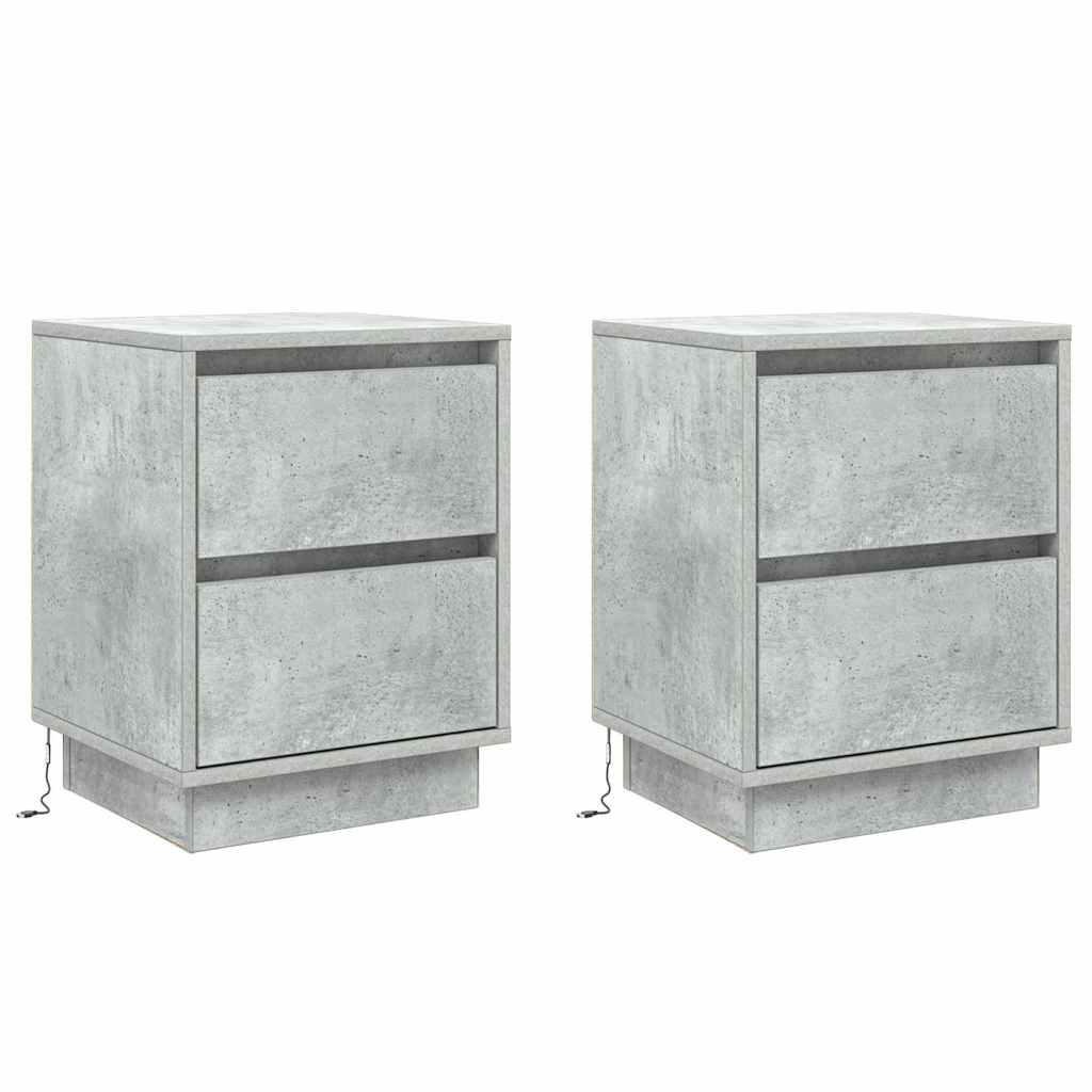Bedside Cabinet 2 pcs Concrete Grey 39 x 34.5 x 50 cm