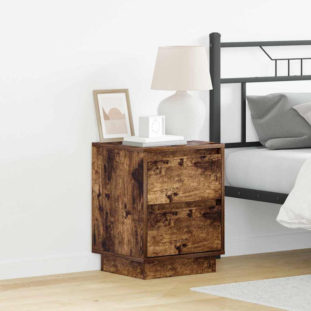 Bedside Cabinet with Drawer 2 pcs Smoked Oak 39 x 34.5 x 50 cm